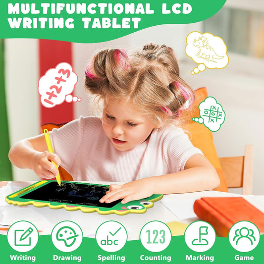 BKM LCD Writing Tablet for Kids, Educational Toddler Toys, Colorful Doodle Board Drawing Tablet with Screen Lock & Erase Button, Dinosaur Toys for Ages 3-8, Birthday Gifts for Boys Girls,8.5 inch