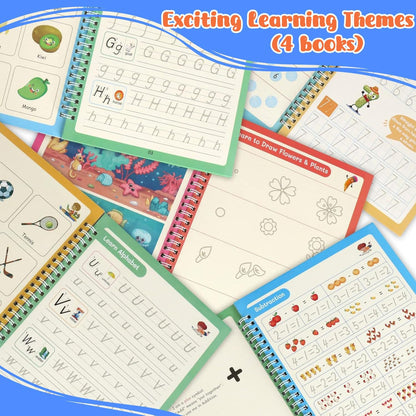 AALGO Handwriting Book Practice for Kids,Reusable Grooved Handwriting Books, Writing Practice for Kids Age 3-5