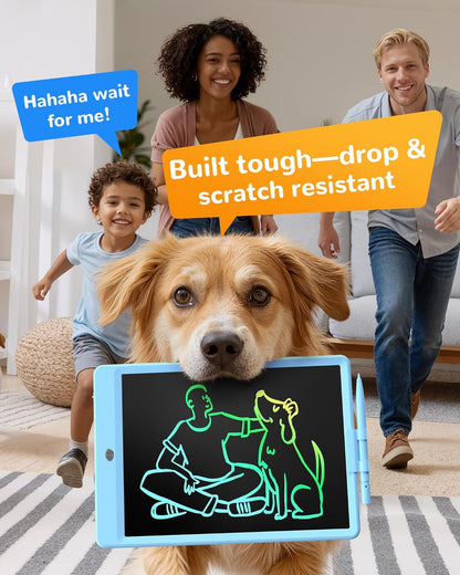 KOKODI LCD Writing Tablet, 12 Inch Colorful Toddler Doodle Board Drawing Tablet, Erasable Reusable Electronic Drawing Pads, Educational and Learning Toy for 3-6 Years Old Boy and Girls(Blue)