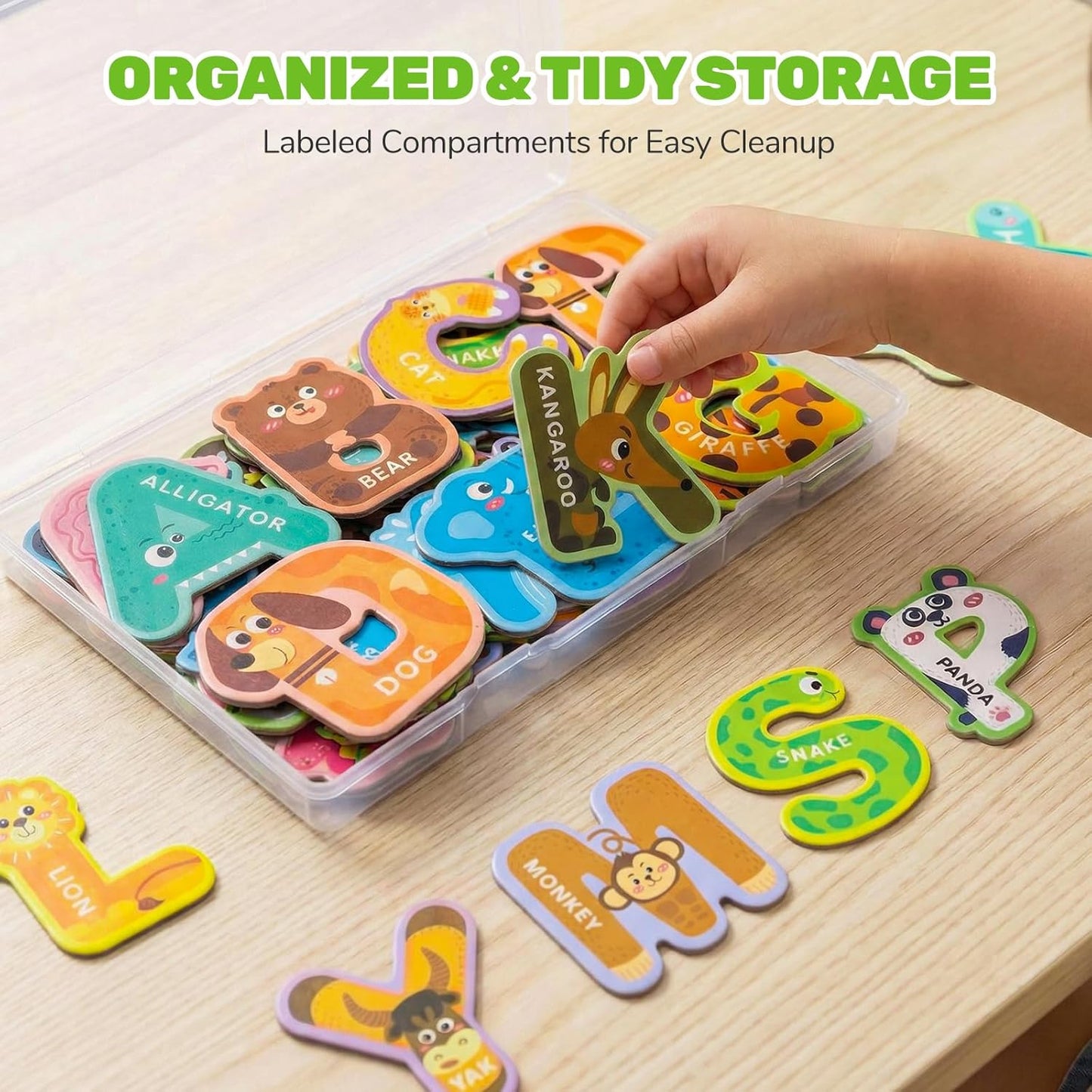LOVESTOWN Magnetic Letters for Toddlers, 26 Large Animal Alphabet Magnets, Educational Learning Toys, Fridge Magnetic Letters Set