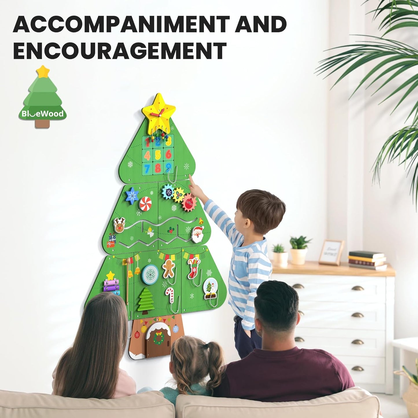 BlueWood Wooden Wall Busy Board Panels, Toddler Learning Activity Center, Montessori Philosophy Sensory, Educational Toys, Conducive to All-Round Development - Whale