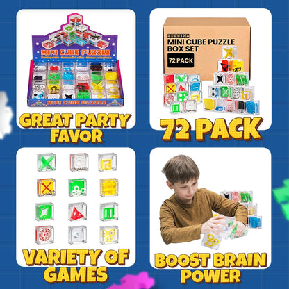 Bedwina Mini Cube Puzzle Box Set - Pack of 24 Balance IQ Party Favor Games for Kids, Teens and Adults, 1.5 Inch 3D Brain Teaser Maze Ball Toy Puzzles, Mini Ball Game for Kids in Bulk