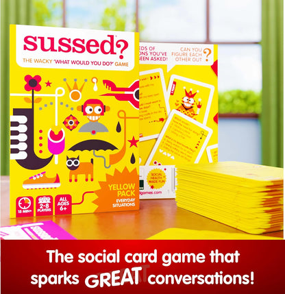SUSSED The Wacky ‘What Would You Do’ Social Card Game - Simple Fun for Kids, Teens and Adults - Easy Family Travel Game for Road Trips - Ages 7 and Up - Orange Deck