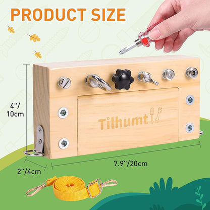 Tilhumt 8 in 1 Busy Book for Toddler 1-3, Montessori Boy Board with Storage Bag for Travel Quiet Learning Sensory Toys, Felt Busy Book for Baby Educational Gift Activities Fine Motor Skills