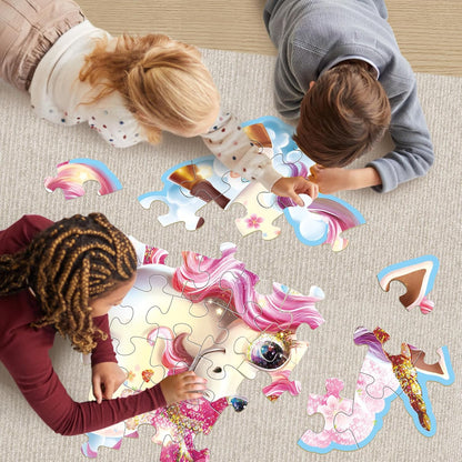 Jumbo Floor Puzzle for Kids,48 Piece Unicorn Large Jigsaw Puzzles,Puzzle for Toddler Ages 3-5,Fun Educational Preschool Learning Toy Easter Gift for Boys & Girls Ages 4-8