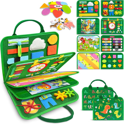 Gojmzo Busy Board Montessori Toys for Toddler Boy Girl Birthday Gifts, Busy Book Sensory Toys for Toddlers, Learning Educational Toddler Travel Activities