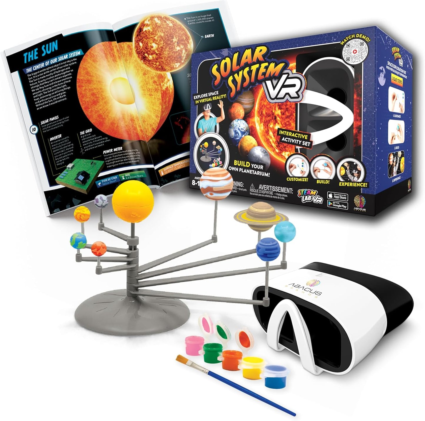 Abacus Brands STEAM Solar System VR Lab - Illustrated Interactive VR Book and STEAM Learning Activity Set - for Ages 8 and Up