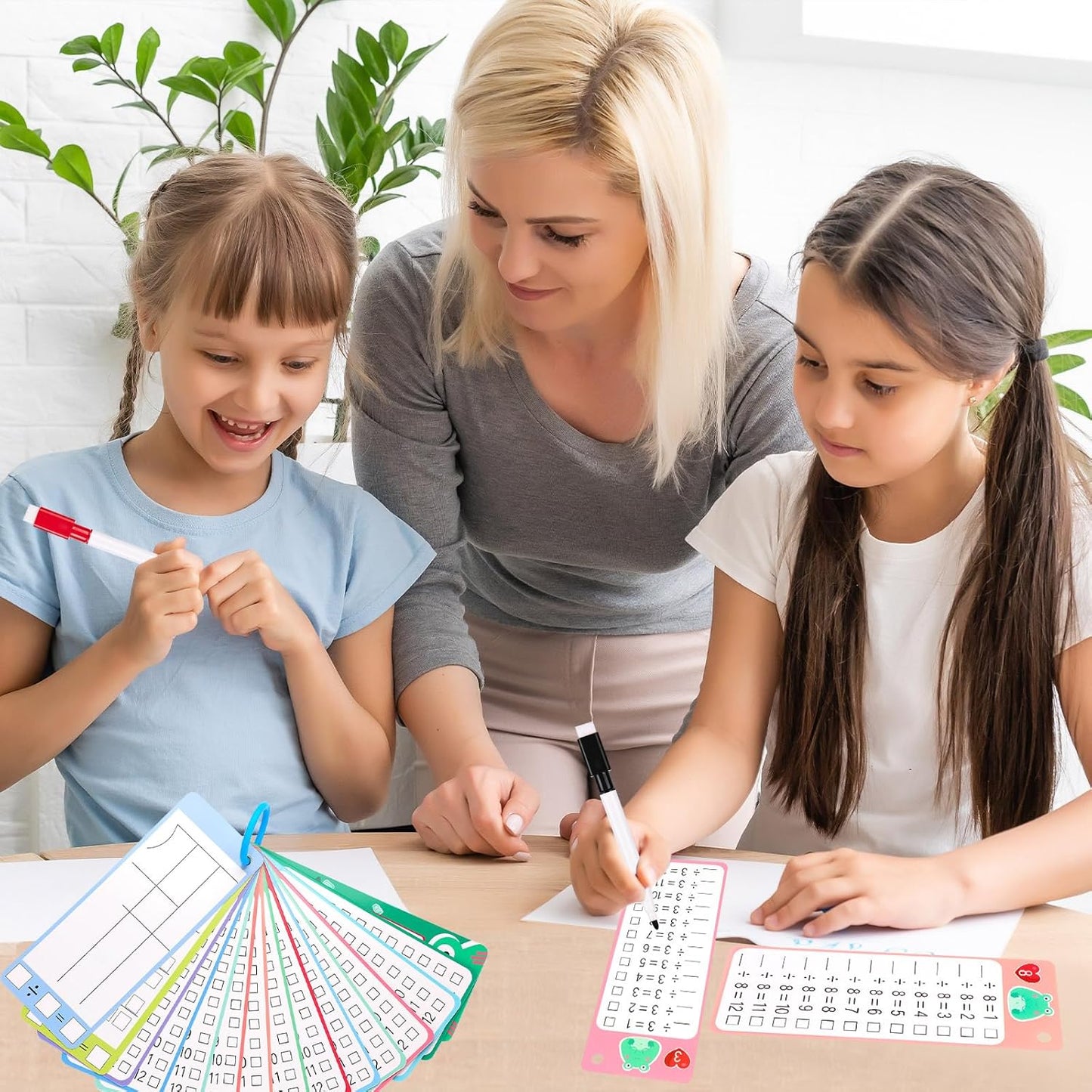 15Pcs Multiplication Flash Cards 0-12, Time Table Flash Cards Chart with 2 Dry Erase Pens 1 Rings, Educational Math Multiplication Chart for 1st to 3rd Grades Fun Learning with Math Game