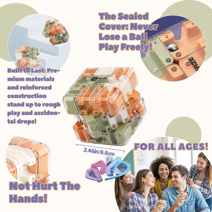 1 Sets Large Labyrinth 3D Maze Cube Puzzle Maze Game Gravity 3D Puzzle Cube Brain Teaser Ball Games for Kids Education Sensory Toys Gift for Adults (Upgrade Version,Yellow)