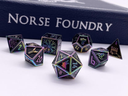Norse Foundry Set of 7 Banshee Wail Norse Series Full Metal Polyhedral Dice RPG Math Games DND Pathfinder