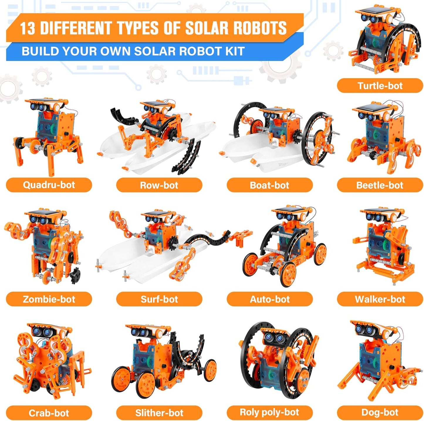 STEM 13-in-1 Education Solar Power Robots Toys for Boys Age 8+, Educational Toy DIY Science Kits for Kids, Building Experiment Robotics Set Birthday Gifts for 8+ Years Old Boys and Girls
