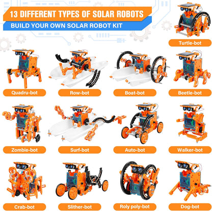 STEM 13-in-1 Education Solar Power Robots Toys for Boys Age 8+, Educational Toy DIY Science Kits for Kids, Building Experiment Robotics Set Birthday Gifts for 8+ Years Old Boys and Girls
