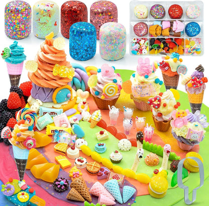 SIMPLIPLAY Mermaid Sensory Kit, 18oz 6 Pcs Glitter Doughs with Accessories(150 Pcs+), Non-Toxic Play Dough Set, Sensory Dough Kit for Toddlers 3 4 5 6 Year Old with Cutter, Mermaid Toys