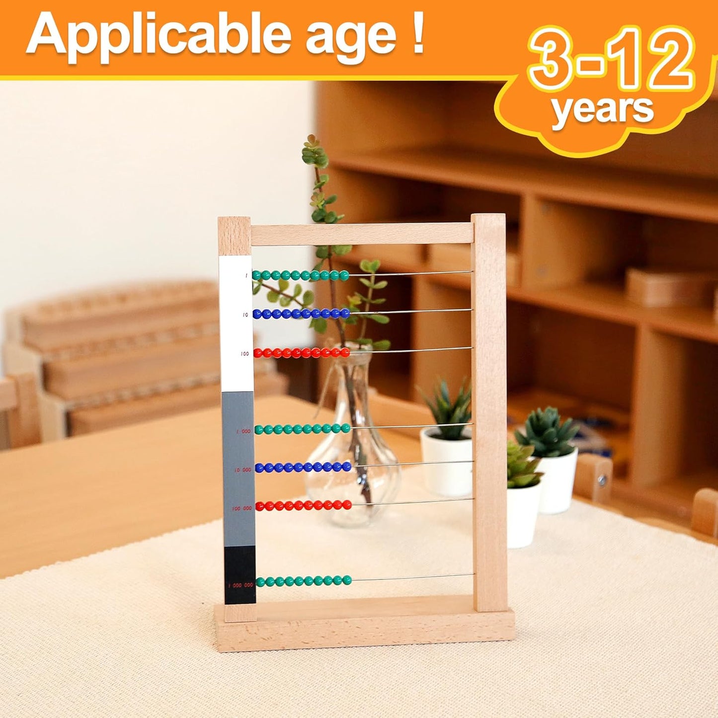 MONTESSORI OUTLET Wooden Small Bead Frame Abacus for 3 Year Old Boys Girls Kids Toddlers Math, Educational Counting Toy,Mathematics Toy Beads Game for Preschool and Homeschool Children