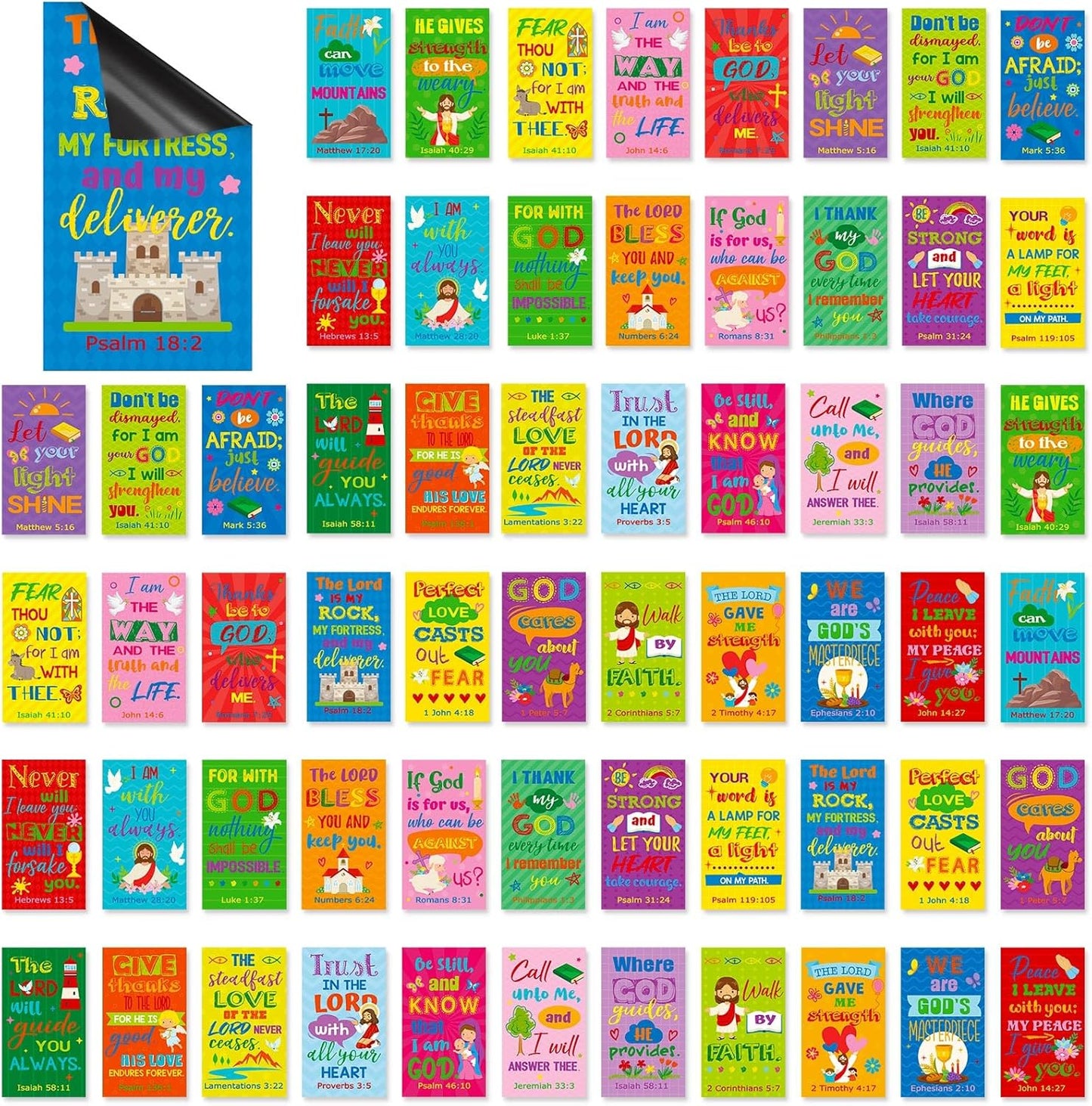 Blosssound 60 Pcs Inspirational Christian Magnets with Bible Verses Religious Refrigerator Magnet Motivational Quotes Fridge Scripture Positive Gifts for Home Office School Locker Decor(Scenery)