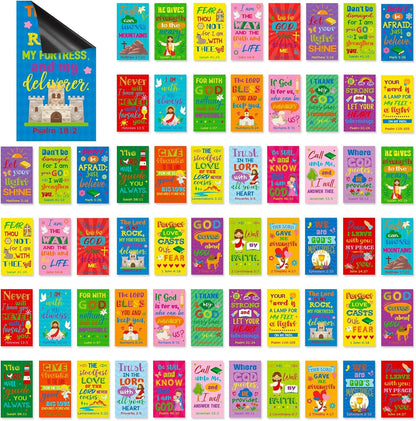 Blosssound 60 Pcs Inspirational Christian Magnets with Bible Verses Religious Refrigerator Magnet Motivational Quotes Fridge Scripture Positive Gifts for Home Office School Locker Decor(Scenery)