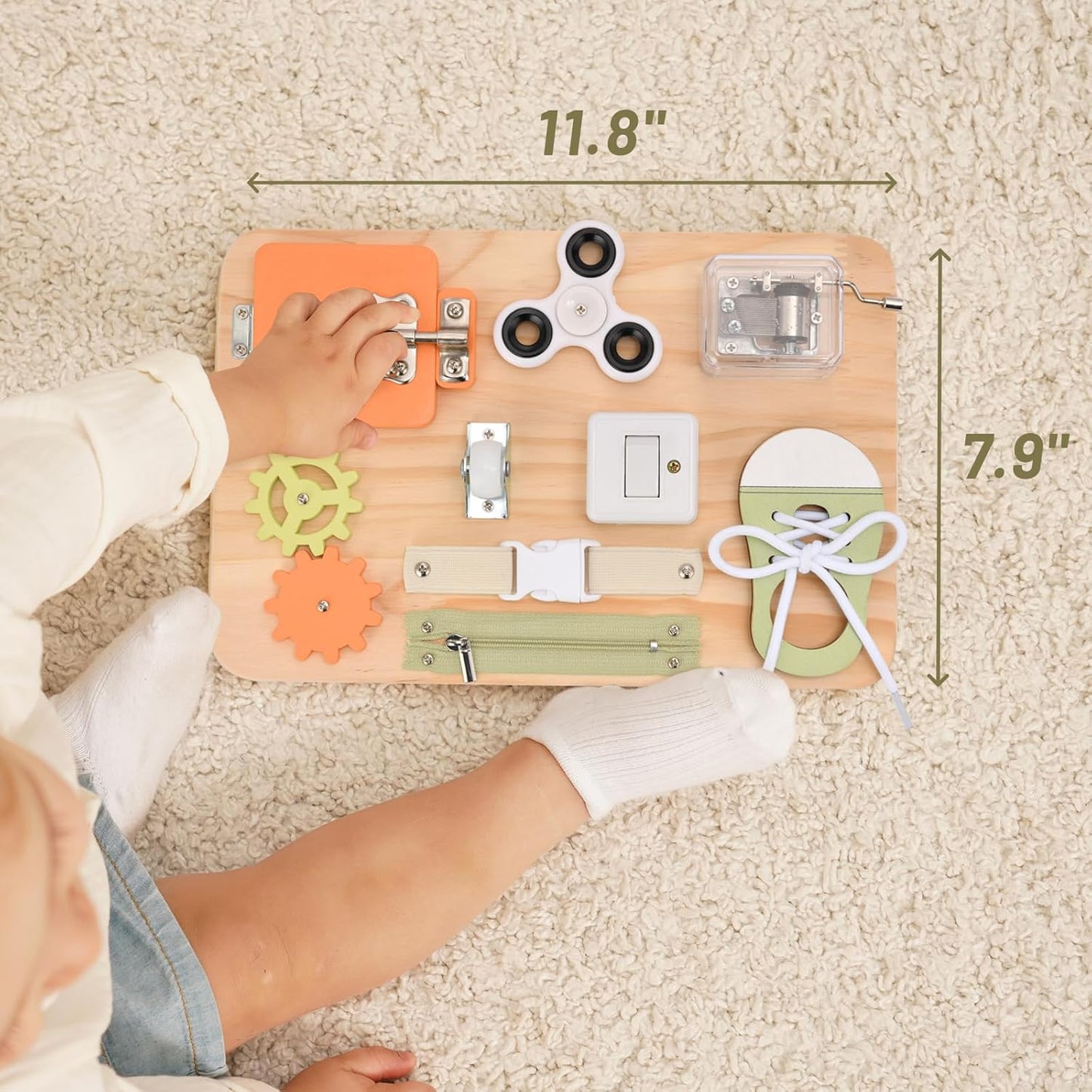 Potatomato Busy Board Toddlers - Montessori Educational Fidget Toys for Baby 1 2 3 4 Years Old - Wooden Sensory Toys Autistic Children - Preschool Learning Activities Fine Motor Skills – Travel Toy