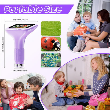 1000X Handheld Digital Kids Microscope with 3.0" IPS Screen, USB-Powered STEM Educational Science Toy with 8 LED Lights & Photo/Video Capture, Portable Learning Gift for Boys & Girls(White)
