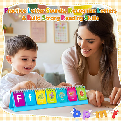 Alphabet Learning Flip Chart Toddler ABC Learning Toys for Kids Ages 3-5, Matching Letter Game Lowercase & Uppercase Alphabet Flash Cards, Kindergarten Preschool Classroom Learning Activities