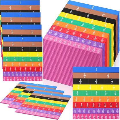 Sayglossy 48 Sets Fraction Tiles Set for Math Classroom Fractions Manipulatives Math Learning Manipulatives for Home School Supplies