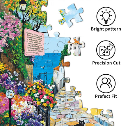 Puzzles for Adults 1000 Pieces,Seaview Campground Jigsaw Puzzle with 1:1 HD Poster, Perfect Interlocking No Dust, Stress Relief Ideal Gift for Family Games