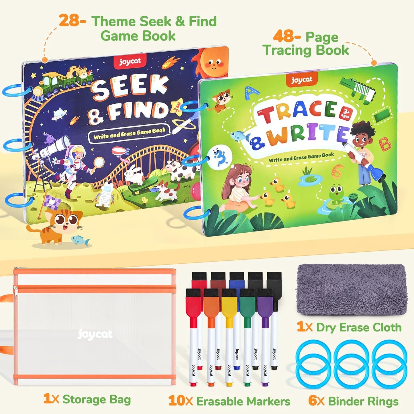 JoyCat Seek & Find Game Books - Preschool Learning Activity for Toddlers & Kids Ages 3-5, Travel Activities Toys for Road Trip Car Airplane, Busy Book, Birthday Gifts for Girls and Boys Ages 4-8