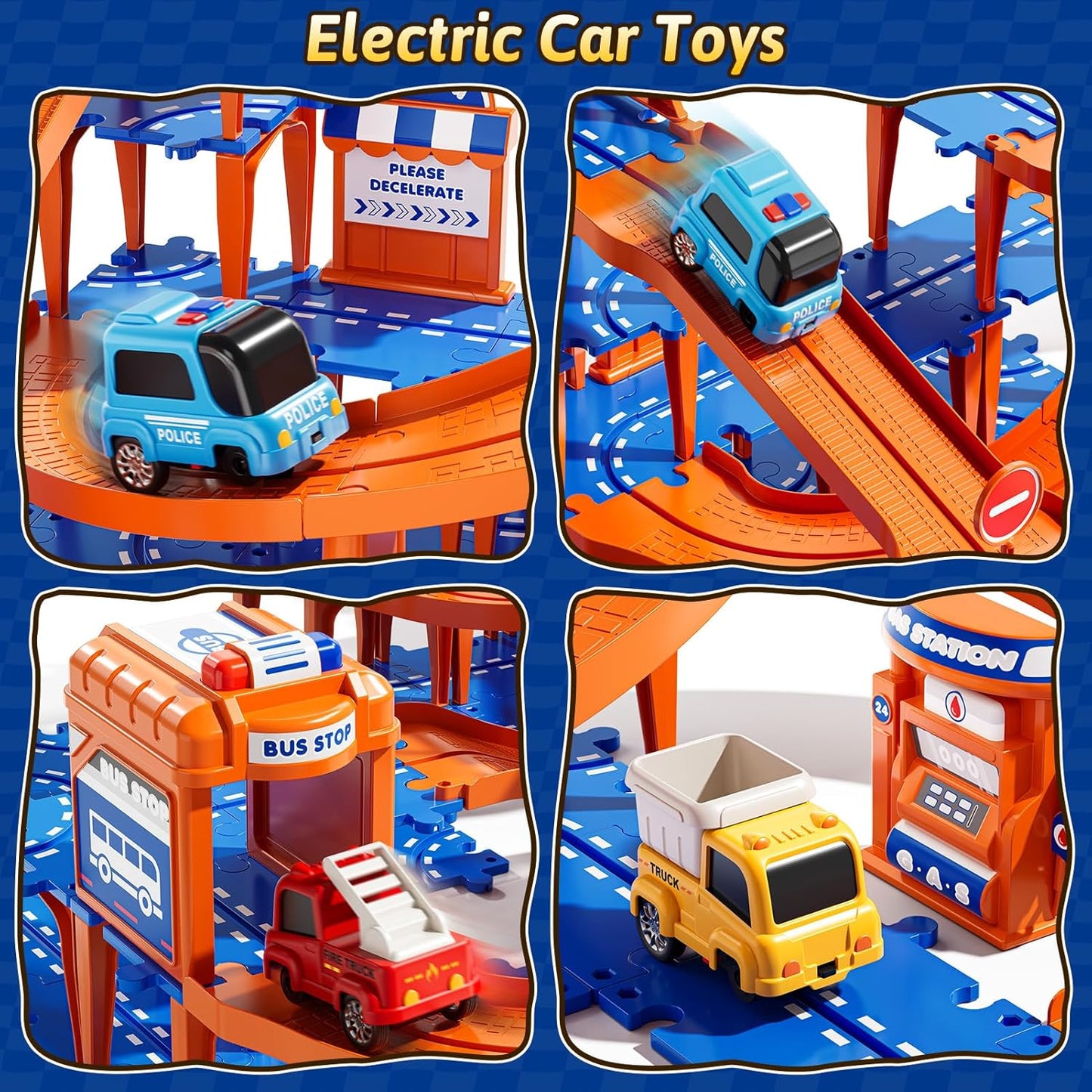 Toddler Puzzles Track Cars Toys for Kids, Boys and Girls Age 3-5 4-7, Floor Puzzle Race Track with Cars and Road Signs, Birthday Toy Games for 3 4 5 6 7 8 Year Old Birthday Gifts