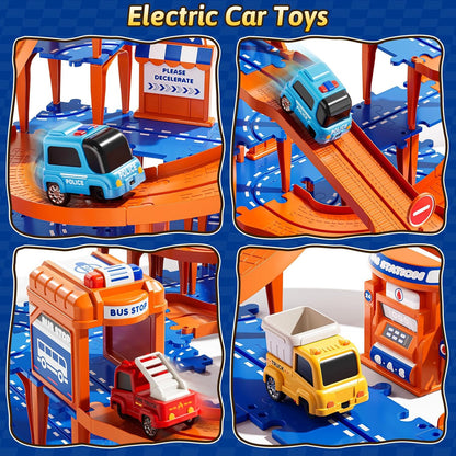 Toddler Puzzles Track Cars Toys for Kids, Boys and Girls Age 3-5 4-7, Floor Puzzle Race Track with Cars and Road Signs, Birthday Toy Games for 3 4 5 6 7 8 Year Old Birthday Gifts