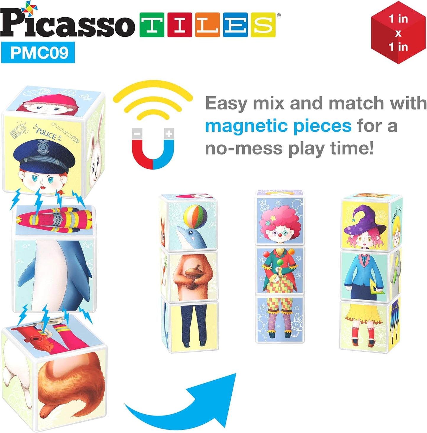 PicassoTiles Magnetic Cube Puzzle 7-in-1 Dinosaur Theme Pattern Magnet Mix Match Building Cubes Toy Set Kids Ages 3 & Up Preschool Children Promote Problem Solving Skills PMC10