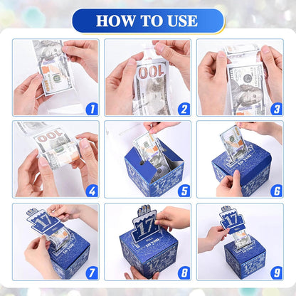10 Happy Birthday Money Box for Cash Gift, 10th Birthday Decorations for Boys and Girls, Gifts for 10 Year Old Boy, Boy Gift Ideas, Cool Things for Teen -Blue with 100PCS Bags