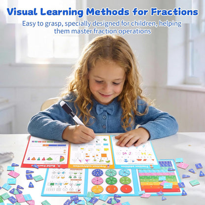 Magnetic Fraction Educational Puzzle, 102 Pcs Magnetic Fraction Puzzle for Kids, Magnetic Fraction Tiles & Fraction Circles, Fractions Manipulatives Learning Games for Elementary School