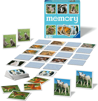Ravensburger Animal Babies Memory Game - Engaging Picture Matching Game for Kids | Enhances Focus & Memory Skills | Fun for Family Game Night | Ideal for Ages 3 and Up