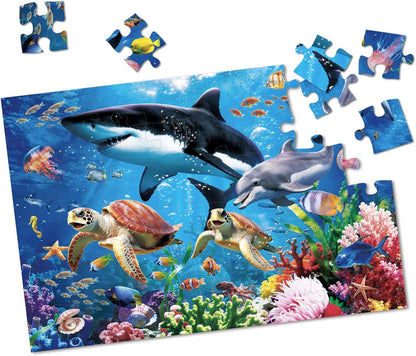 Jumbo Floor Puzzle for Toddlers, 48 Piece Puzzle Educational for Kids, 3 x 2 Feet Gaint Toy (Undersea)