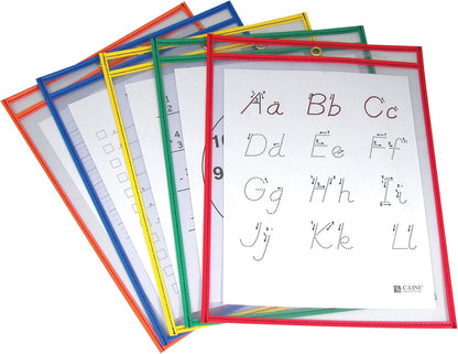 C-Line Reusable Dry Erase Pockets, 9 x 12 Inches, Assorted Neon Colors, 25 Pockets per Pack (40820)