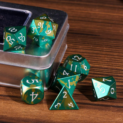 UDIXI Steampunk Metal Dice Set, 7 Die Polyhedral DND Dice Set for D&D Role Playing Game and Math Teaching (Ancient Copper)