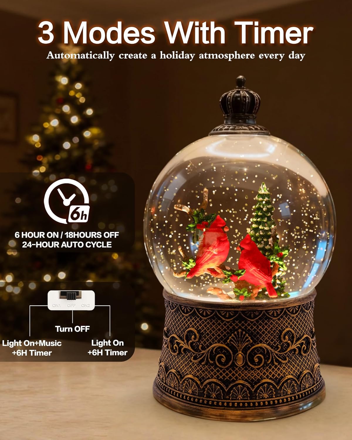 Extra Large Christmas Snow Globes Christmas Lantern, 12.99" Musical Snow Globe with 8 Songs, Santa Snowglobe for Kids Adults, 6H Timer Dual Power, Lighted Christmas Decorations Indoor Gifts