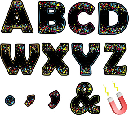 Qyeahkj 103 Pcs Glitter Silver Magnetic Letters - 2'' Alphabet Letters Kit for Classroom, Whiteboard, Fridge, Teachers & Preschool Learning