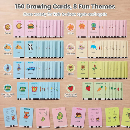 Mewaii Drawing Robot for Kids with 150 Cards & Erasable Board, Educational Drawing Machine with Voice Guidance Music 12 ColorPens Montessori Painting Learning Toys Birthday Gift for Boys Girls Age 5-8