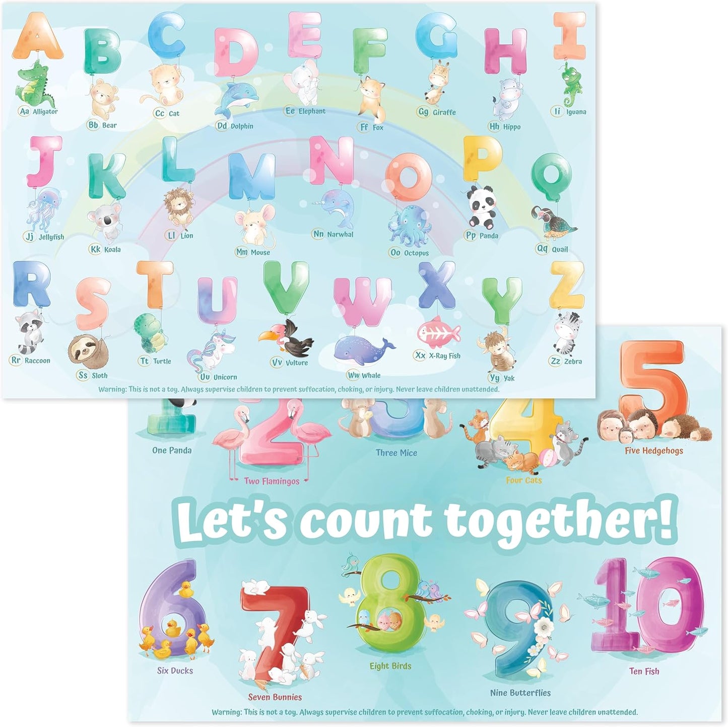 Bright Seed Disposable Placemats for Baby, Toddlers and Kids, Animals ABC & Numbers, 40 Disposable Baby mats for Restaurant, Dining Table & Travel, Learning Placemats for Kids, Toddler Travel