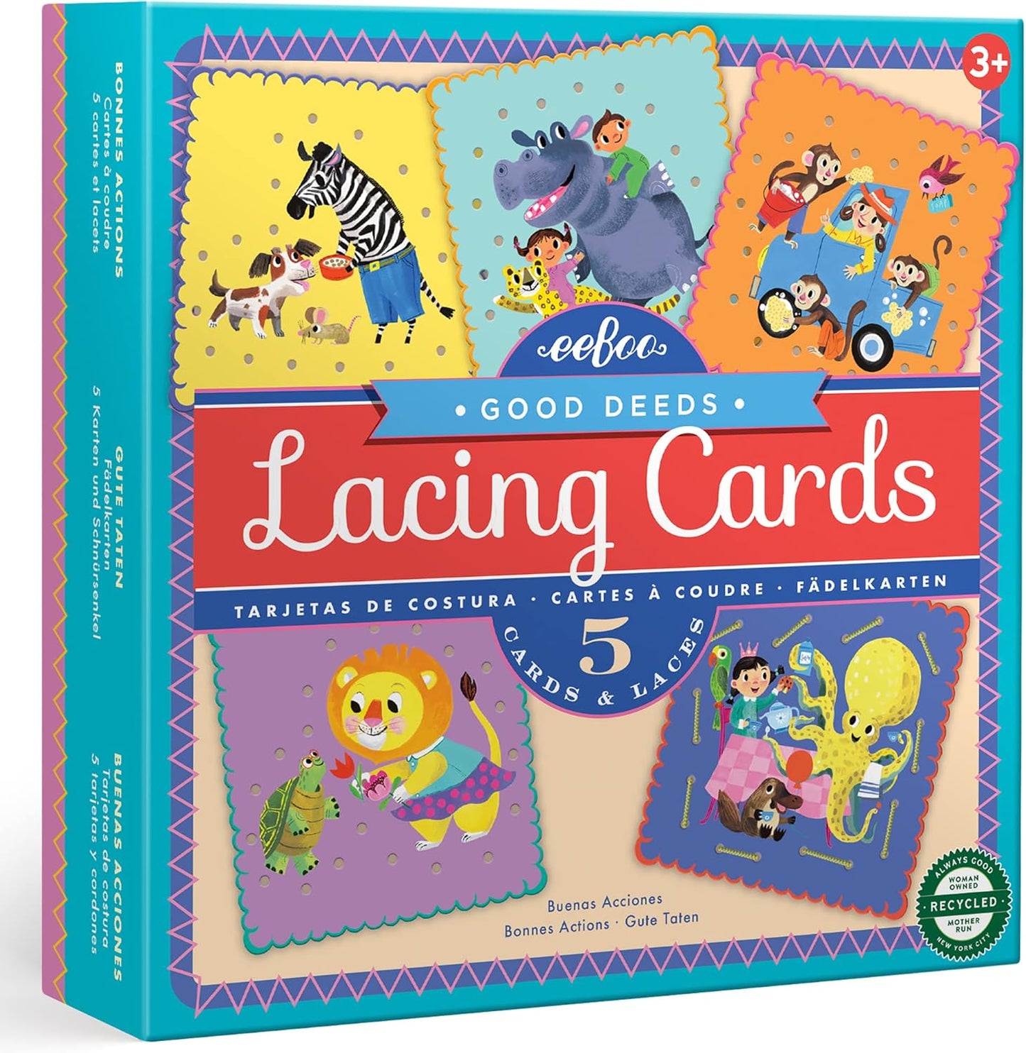 eeBoo Good Deeds Lacing Cards/Set of 5 Cards/Ages 5+