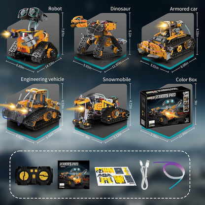 STEM Robot Building Kit for Kids – 5-in-1 Remote & App-Controlled Wall Robotics Set, Engineering Coding Robot Toys, Birthday Gifts for Boys & Girls Ages 6-12+ (673 PCS)
