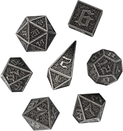 UDIXI Steampunk Metal Dice Set, 7 Die Polyhedral DND Dice Set for D&D Role Playing Game and Math Teaching (Ancient Copper)