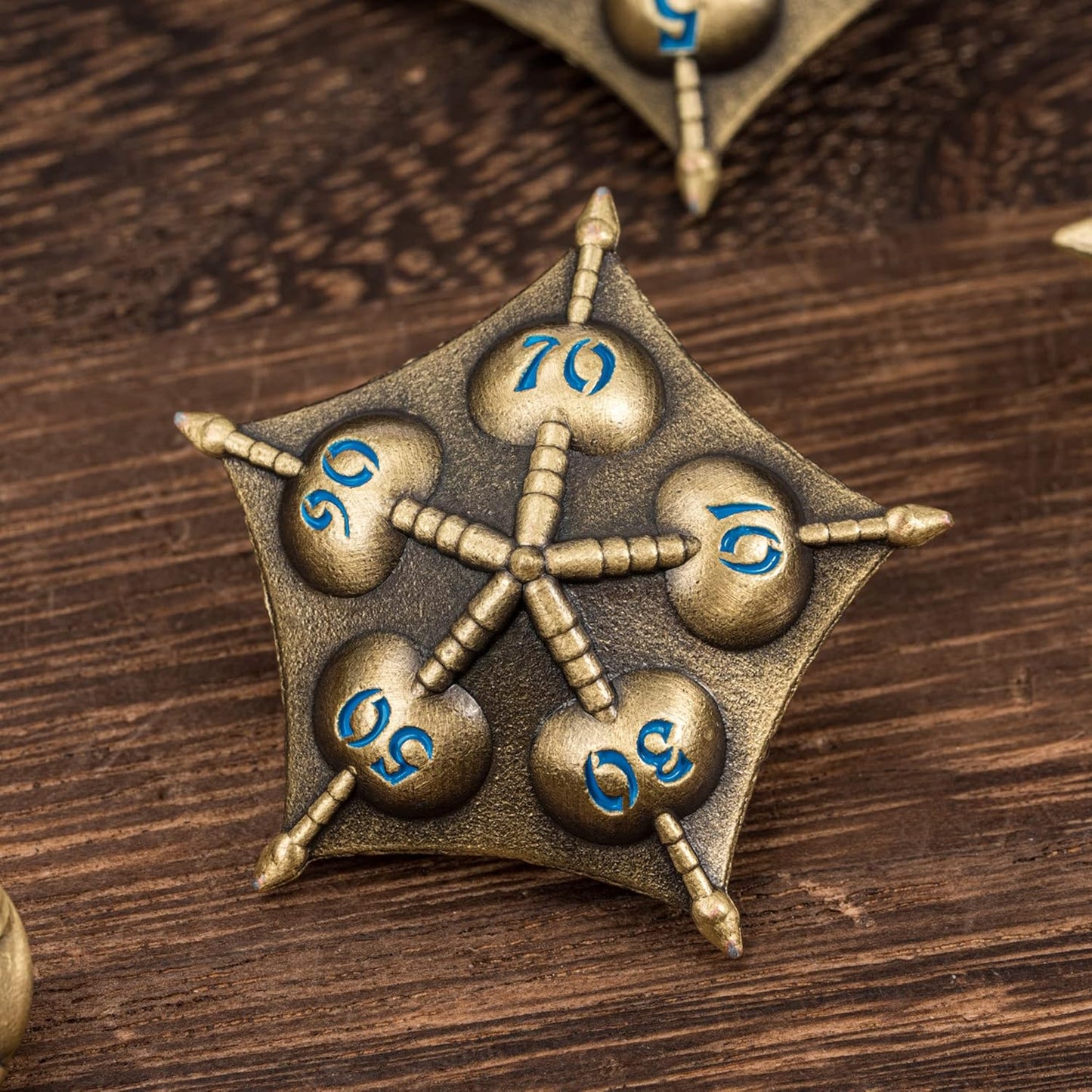 UDIXI Steampunk Metal Dice Set, 7 Die Polyhedral DND Dice Set for D&D Role Playing Game and Math Teaching (Ancient Copper)