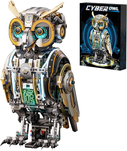 Mechanical Owl Building Blocks Engineering Construction Set for Kids and Adults Detailed Mechanical Model with Gears and Lights for Collectors