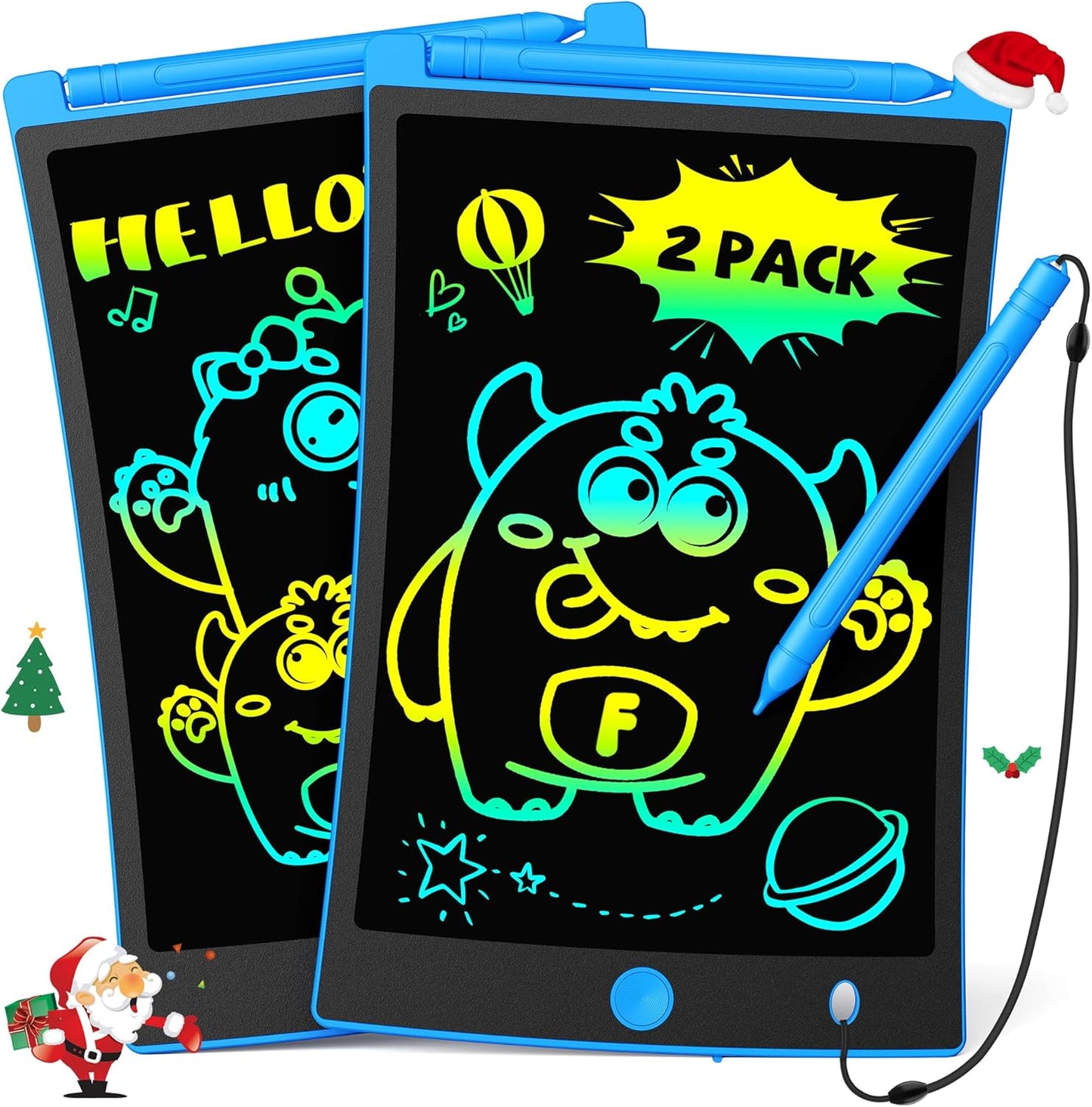 TEKFUN Kids Toys, 2Pcs LCD Writing Tablet with 4 Stylus, 8.5in Erasable Doodle Board Mess Free Drawing Pad for Kids, Car Trip Educational Toys Birthday for 3 4 5 6 7 Girls Boys