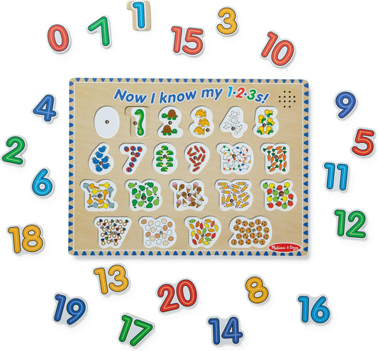 Melissa & Doug Numbers Sound Puzzle - Wooden Counting Puzzle with Light-Activated Sound Effects (21 Pcs)
