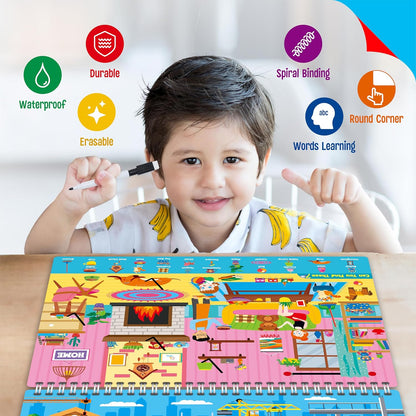 SpriteGru Dry Erase Mazes Game Pad, 30 Mazes Reusable & Erasable Book, Fun Brain Challenge Games Interesting Educational Toy and Learning Tool for Road Trip Airplane Travel