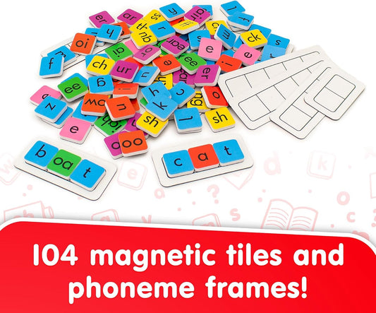 Junior Learning Rainbow Phonics Tiles with Built-in Magnetic Board Multi