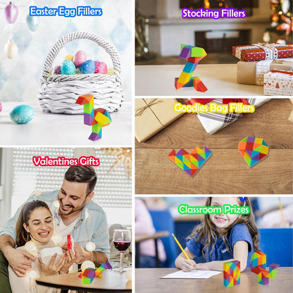 Ganowo Medium Snake Cube, 4 Pack Twist Puzzle Stress Relief Sensory Toys Stocking Stuffers Bulk Supplies Goodie Bags Fillers Fidget Toys for Anxiety Teens Kids