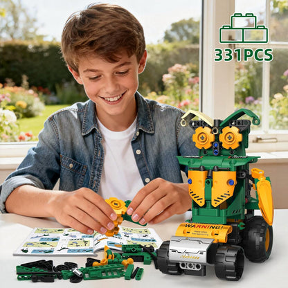 5 IN 1 STEM Robot Toys Building Kits for Kids Ages 6-14, App & Remote Control STEM Harvester/Plowing Cart/Water Truck Robot Building Set, Programmable Transformers RC Robotics Gifts for Kids Boys